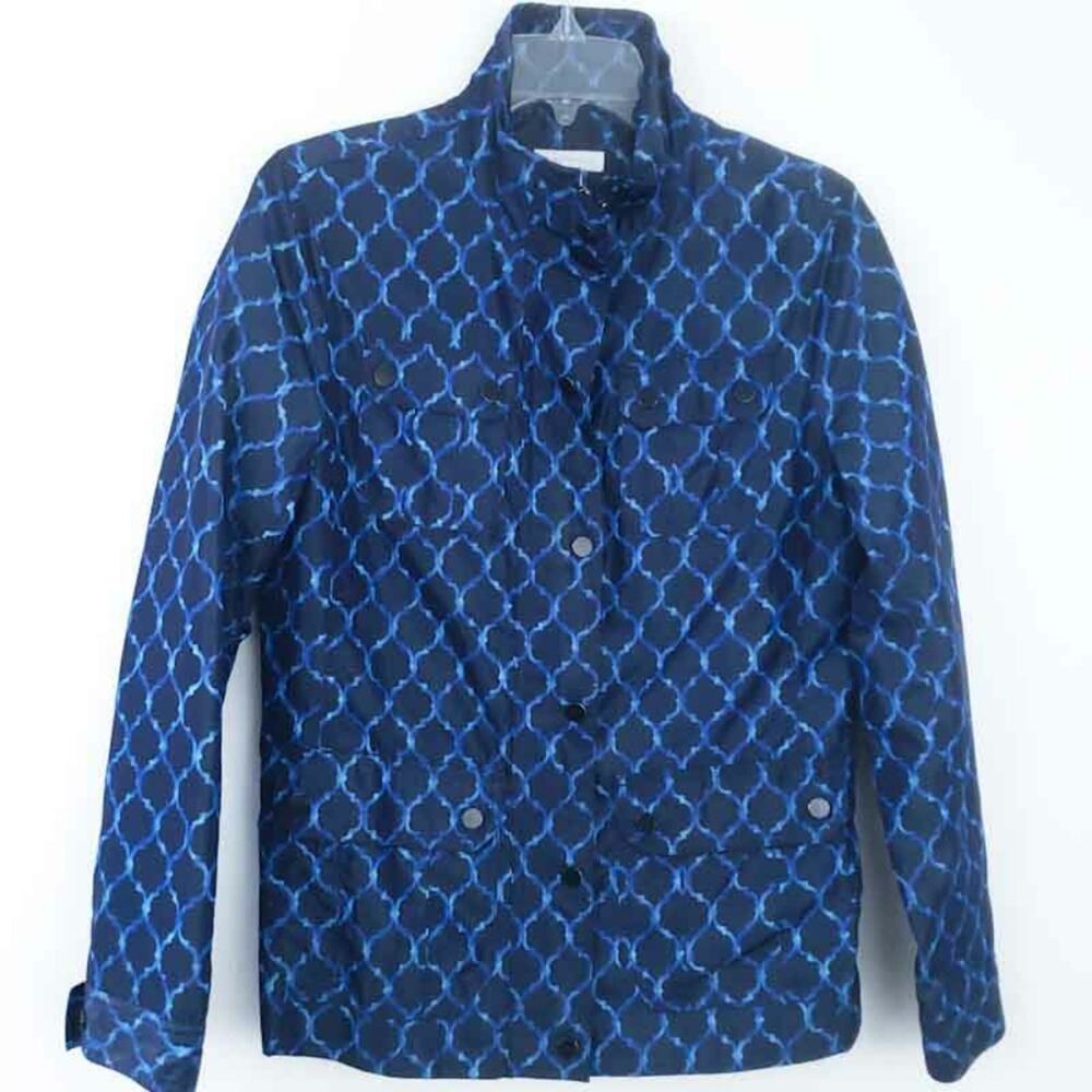 Charter Club Raincoat Medium Quartrefoil Design Snap Zip Jacket Coat Women